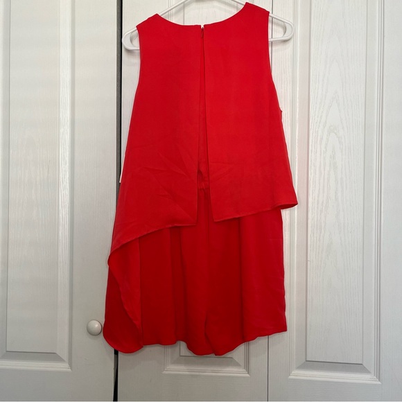 Red Sleeveless Layered Short Jumpsuit - Picture 5 of 5